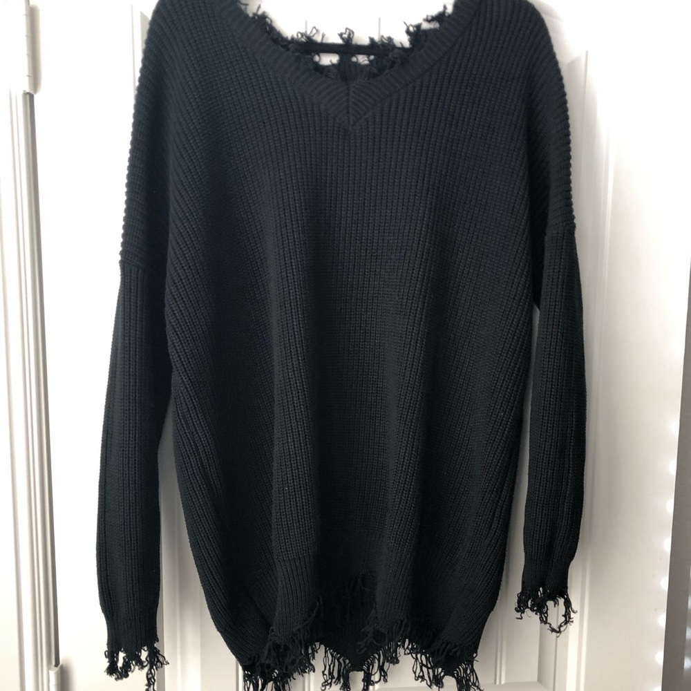 Current Mood distressed sweater